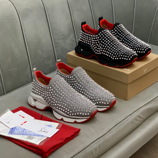 Christian Louboutin รองเท้าหนังลําลอง สีแดง ระดับไฮเอนด์ สําหรับผู้ชาย และผู้หญิง