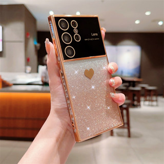 เคสโทรศัพท์มือถือแบบนิ่ม TPU ลายกลิตเตอร์หัวใจ แฟชั่น สําหรับ Samsung galaxy A14 A54 A24 A13 S20FE S22 S23 Note20 Ultra