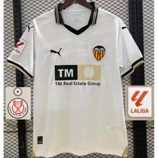 เสื้อกีฬาแขนสั้น ลายทีมชาติฟุตบอล Valencia 2023/24 ชุดเหย้า S-4XL