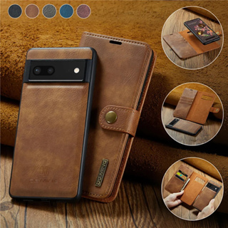 เคสโทรศัพท์มือถือหนัง ฝาพับแม่เหล็ก พร้อมช่องใส่บัตร ถอดออกได้ หรูหรา สําหรับ Google Pixel 8 Pro Pixel 7A 7 Pro 5G 2in1