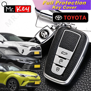 【Mr.Key】TOYOTA เคสกุญแจรีโมตรถยนต์ หนัง TPU 3 ปุ่ม พร้อมพวงกุญแจ สําหรับ TOYOTA 2 C-HR RAV4 Altis Land Cruiser Prado