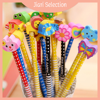 Jiari Selection  [✨สินค้าใหม่✨] ราคาต่ำในเวลาจำกัด  pencil✏️ 2บาท!! สุ่มแบบตามลาย ดินสอหัวยางลบ ดินสอไม้ ✔️พร้อมส่ง(สุ่มลายสุ่มสี) ดินสอหัวการ์ตูน ดินสอHB เครื่อง