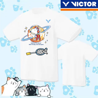 Victor 2023 ใหม่ เสื้อกีฬาแบดมินตัน "Snoopy" Co Brand Korea Culture shirt Quick Dried Sports T-shirt Mesh Fast Dry Table Tennis T-shirts Tennis shirts Breathable Tournmanet T-shirts