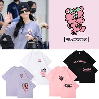 เสื้อยืดแขนสั้นลําลอง คอกลม พิมพ์ลาย Blackpink Jisoo Lisa Rose Jennie แฟชั่นคู่รัก สไตล์เกาหลี สําหรับผู้ชาย และผู้หญิง