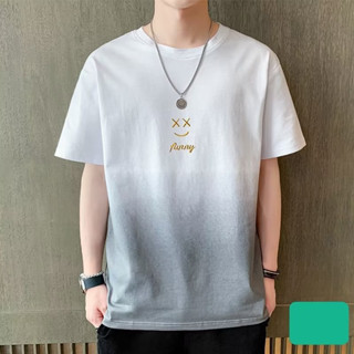 Chaopai เสื้อยืดลําลอง แขนสั้น คอกลม ทรงหลวม ไล่โทนสี สไตล์ฮ่องกง สําหรับผู้ชาย