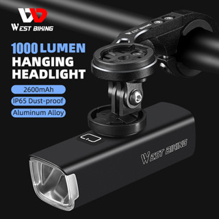 West BIKING ไฟหน้าจักรยาน 1000 Lumens 2600mAh กันน้ํา