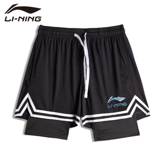 Li NING ใหม่ กางเกงขาสั้น กีฬาบาสเก็ตบอล สองชั้น ระบายอากาศ ให้ความอบอุ่น สองชั้น สไตล์อเมริกัน ฤดูร้อน สําหรับผู้ชาย ผู้หญิง 2023