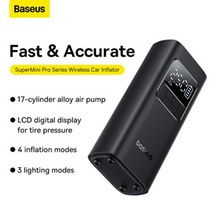 Baseus SuperMini Pro Series เครื่องปั๊มลมยางรถยนต์ แบบไร้สาย คลัสเตอร์ เครื่องปั๊มลมรถยนต์ ปั๊มลมพร้อมตรวจสอบความดันลมยาง มีจําหน่าย