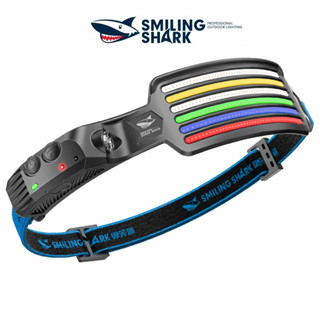 Smiling Shark TD0123F ไฟหน้า LED ซุปเปอร์ไบรท์ หน้าไฟคาดหัว สีขาว สีเหลือง สีเขียว สีฟ้า สีแดง แสงสว่าง มุมกว้าง ไฟหน้าเซนเซอร์ ชาร์จ USB ได้ กันน้ำ กลางแจ้ง แคมป์ปิ้ง โคมไฟเดินป่า