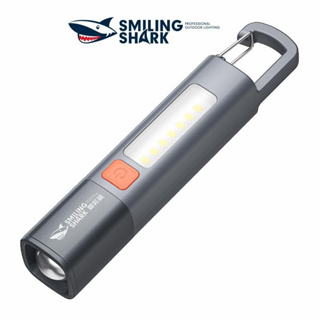 Smiling Shark SD1023 ไฟฉาย LED ไฟฉายส่องไกล XPE ซุปเปอร์ไบรท์ กับฮุค ไฟแคมป์ปิ้ง USB ชาร์จซูมได้กันน้ำ กลางแจ้ง ครัวเรือน ภาวะฉุกเฉิน ไฟเดินป่า