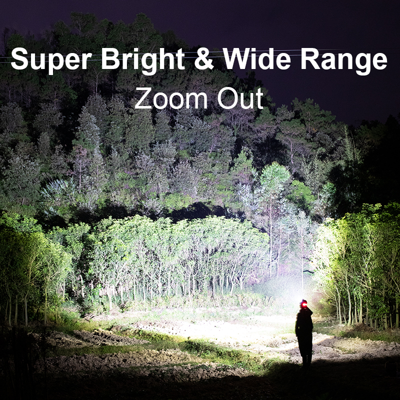 SmilingShark K808 ไฟหน้าแบบ LED P100 ไฟหน้าแบบ Super Bright สปอตไลท์อันทรงพลังไฟฉายคาดหัว Zoomable 3 โหมด USB ชาร์จ 90 ° ปรับกันน้ำสำหรับตั้งแคมป์เดินป่าทำงาน — صورة 3