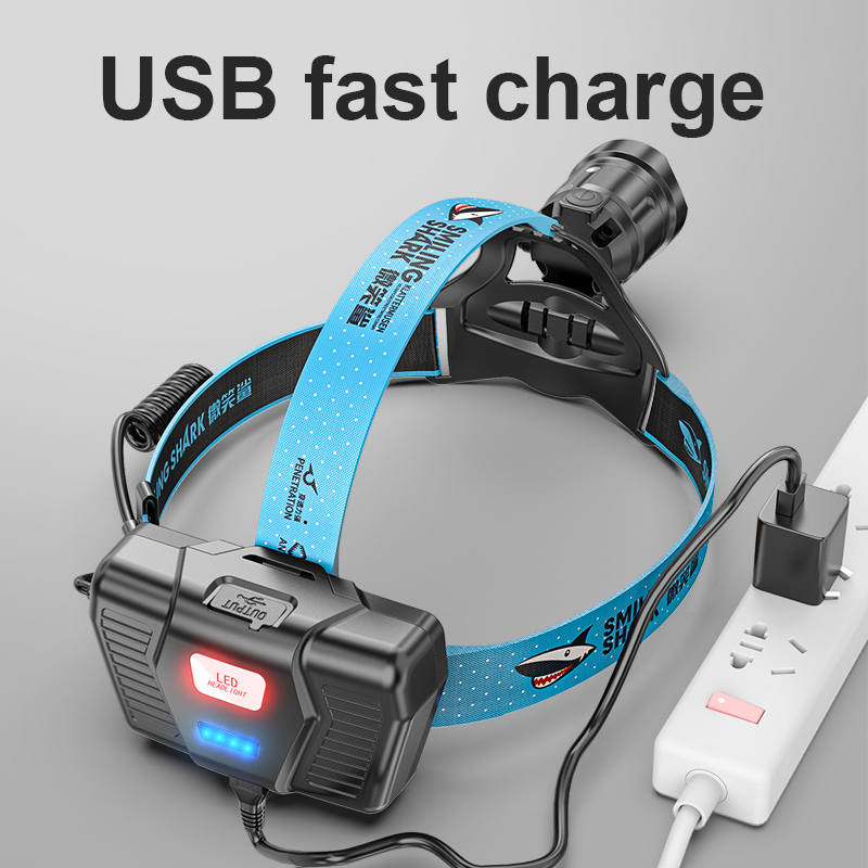 SmilingShark K807 ไฟคาดหัว ไฟหน้า led P100 6000lm ไฟฉายคาดศีรษะอันทรงพลัง 3 โหมด USB ชาร์จได้ Zoomable กันน้ำสำหรับตกปลาเดินป่าตั้งแคมป์ — صورة 7