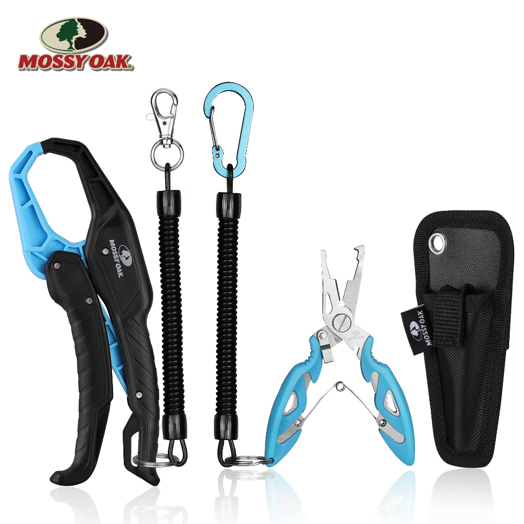 MOSSY OAK ชุดคีมตกปลา 2 ชิ้น พร้อมคีมคาบปากปลาและอุปกรณ์ตกเบ็ด ชุดเครื่องมือตกปลาครบครัน แข็งแรงทนทาน พร้อมกระเป๋าเก็บอุปกรณ์