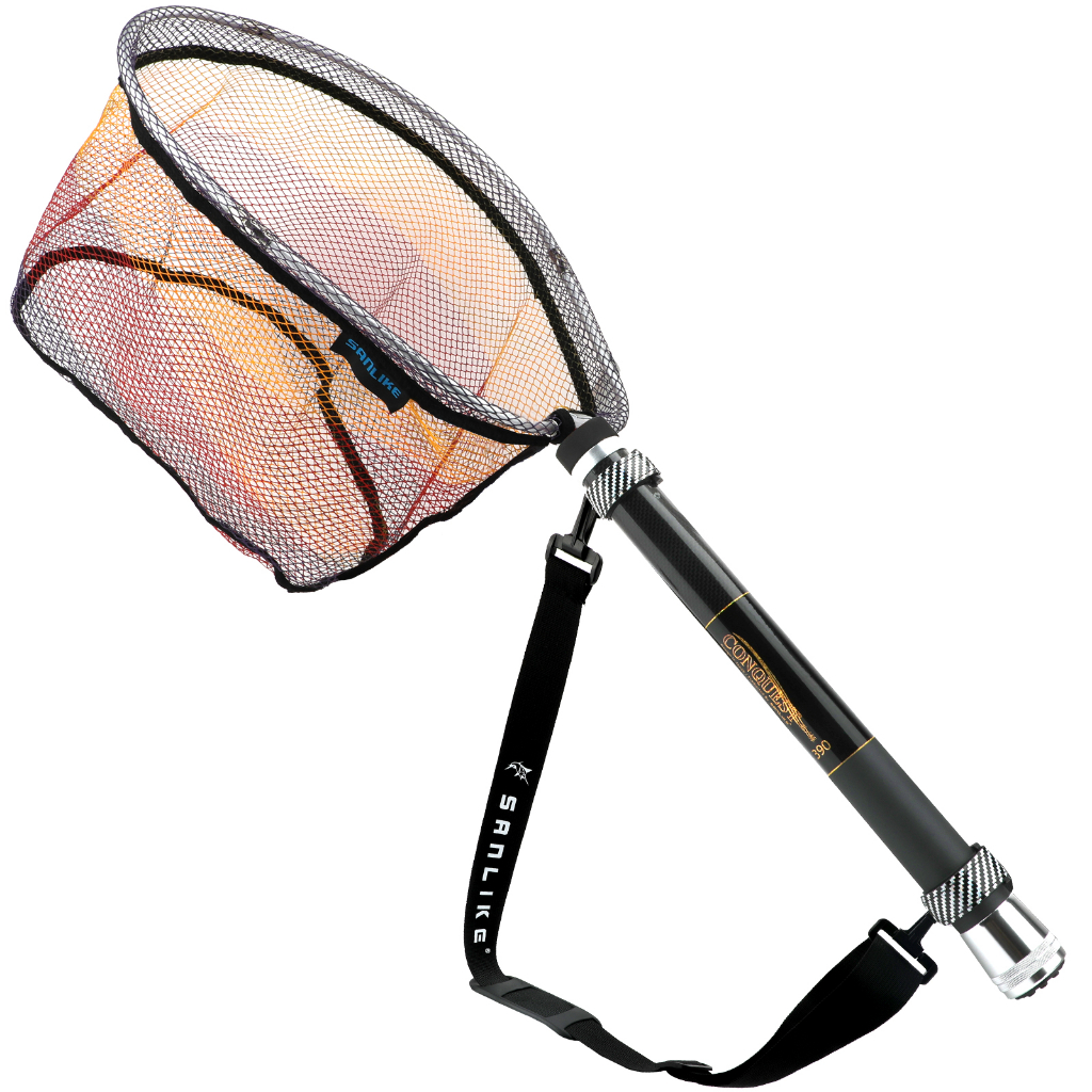 Sanlike ตกปลาสุทธิคาร์บอนตกปลา Rod พับ Telescopic Pole Handle Landing Dip ตาข่ายปรับ Tackle อุปกรณ์เสริม