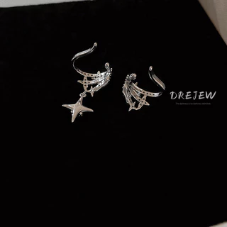 DREJEW เกาหลี เพทาย ผู้ชาย ดาว ลมหนาว ต่างหูคลิป ขนาดเล็ก ฝูงชน เบา หรูหรา ลม ไม่สมมาตร หูกระดูก คลิป ต่างหู ทุกการแข่งขัน ผู้หญิง แพ้ง่าย