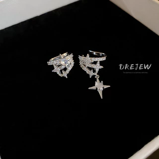 DREJEW เกาหลี เพทาย ผู้ชาย ดาว ลมหนาว ต่างหูคลิป ขนาดเล็ก ฝูงชน เบา หรูหรา ลม ไม่สมมาตร หูกระดูก คลิป ต่างหู ทุกการแข่งขัน ผู้หญิง แพ้ง่าย