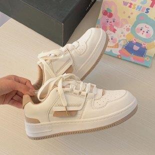รองเท้าพื้นหนา สีขาว สไตล์ยอดนิยม สําหรับนักเรียนหญิง