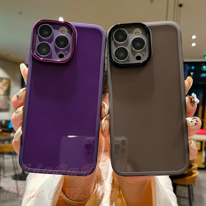 เคส OPPO A98 A96 A92 A79 A78 A77 A76 A52 A38 A18 A31 F11 Pro OPPOF11 OPPOA31 4G 5G 2020 2021 2022 2023 Transparent Solid Color With Lens Protector Soft Case - รูปที่ 3
