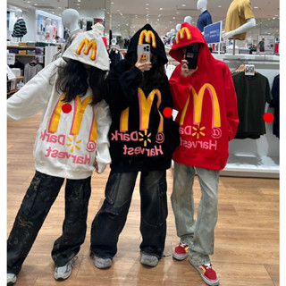 เสื้อโค้ทกันหนาว มีฮู้ด ทรงหลวม ลาย McDonalds สไตล์อเมริกันย้อนยุค เหมาะกับฤดูใบไม้ร่วง สําหรับผู้ชาย และผู้หญิง Y2K