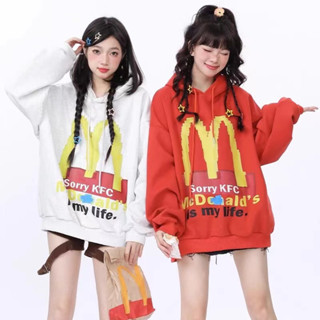 Y2k เสื้อกันหนาว มีฮู้ด ผ้ากํามะหยี่ขนนิ่ม ลาย McDonalds สไตล์วินเทจ อเมริกัน แฟชั่นฤดูใบไม้ร่วง ฤดูหนาว สําหรับผู้ชาย และผู้หญิง 2023