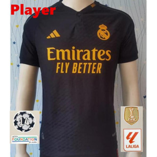 เสื้อกีฬาแขนสั้น ลายทีมฟุตบอล Real Madrid 3rd 2023/24 ไซซ์ S-2XL