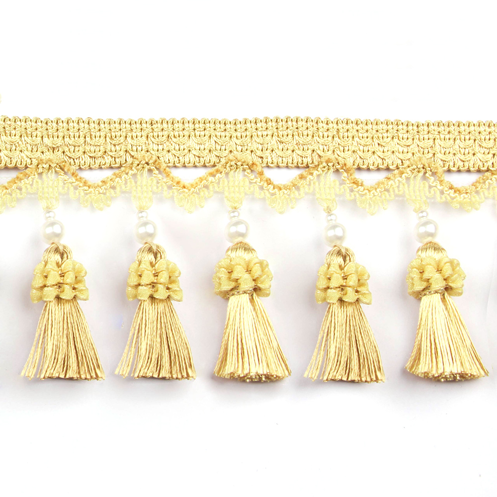 BEL AVENIR พู่ Fringe Trim พร้อมไข่มุก 1 เมตร x 3.15 นิ้วหรูหรามือถักพู่ Fringing Trimmings สําหรับต