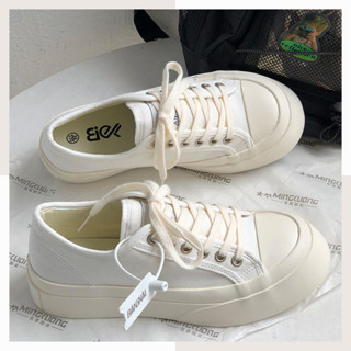 รองเท้าผ้าใบแฟชั่น👟 สำหรับผู้หญิง รองเท้านักเรียน ขาวดำ 2 สี ไซส์ พื้นหนากันลื่นและทนต่อการสึกหรอ
