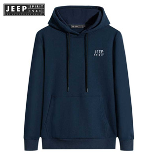 JEEP SPIRIT 1941 ESTD เสื้อกันหนาวแขนยาว มีฮู้ด ผ้าไมโครไฟเบอร์ ยืดหยุ่น สําหรับผู้ชาย กิจกรรมกลางแจ้ง