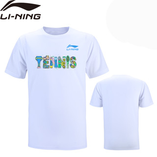 Li Ning 2023 ใหม่ เสื้อแบดมินตัน แห้งเร็ว แขนสั้น ผ้ากีฬา ผ้าปูโต๊ะ เสื้อเทนนิส คู่รัก ฤดูร้อน พิมพ์ลาย ที่กําหนดเอง วัฒนธรรม เสื้อวัยรุ่น Li Ning กีฬาแบดมินตัน เสื้อยืด