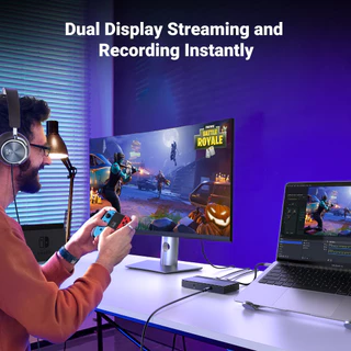 UGREEN การ์ดจับภาพวิดีโอ HDMI OUT/IN 4K60Hz USB C Capture Recording 2K 30Hz สําหรับการถ่ายทอดสด, การบันทึกวิดีโอ, Macbook, Windows, Linux, Android