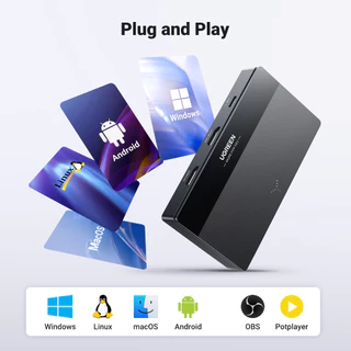 UGREEN การ์ดจับภาพวิดีโอ HDMI OUT/IN 4K60Hz USB C Capture Recording 2K 30Hz สําหรับการถ่ายทอดสด, การบันทึกวิดีโอ, Macbook, Windows, Linux, Android