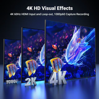 UGREEN การ์ดจับภาพวิดีโอ HDMI OUT/IN 4K60Hz USB C Capture Recording 2K 30Hz สําหรับการถ่ายทอดสด, การบันทึกวิดีโอ, Macbook, Windows, Linux, Android