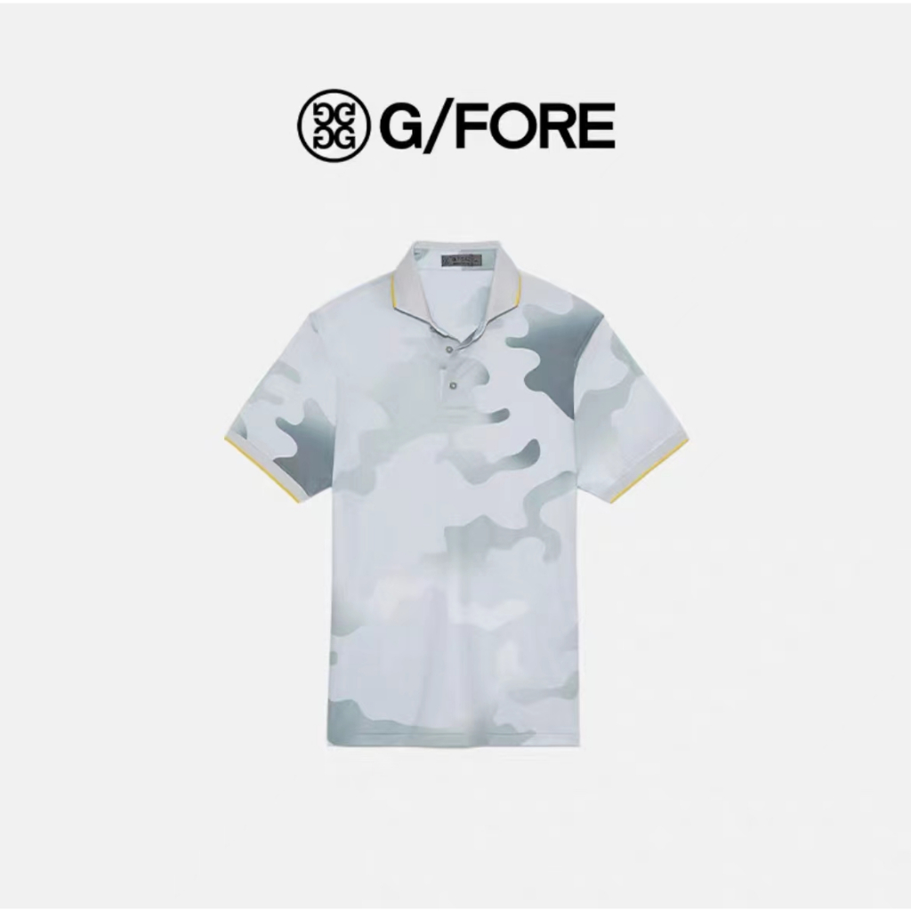 GFORE ฤดูใบไม้ผลิ 2023 ใหม่ผู้ชายพิมพ์ Slim Fit เสื้อโปโลแฟชั่น gfore
