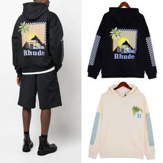 Rhude เสื้อฮู้ด ผ้าฝ้าย พิมพ์ลาย มีสไตล์ สําหรับทุกเพศ