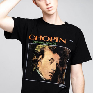 เสื้อยืดแขนสั้น ผ้าฝ้ายแท้ พิมพ์ลาย Erd Chopin ทรงหลวม สีดํา เข้ากับทุกการแต่งกาย สไตล์สตรีท