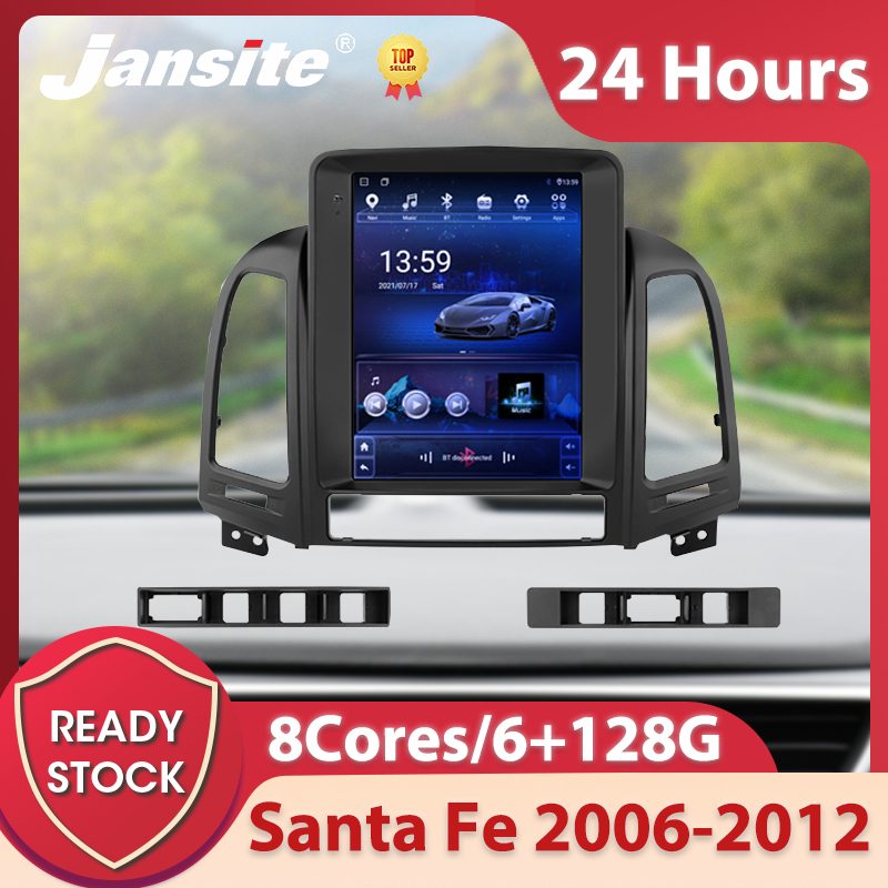 Jansite เครื่องเล่นมัลติมีเดีย วิทยุ DVD 2Din Android Santa Fe 2006-2012 หน้าจอ QLED บลูทูธ GPS สําหรับรถยนต์