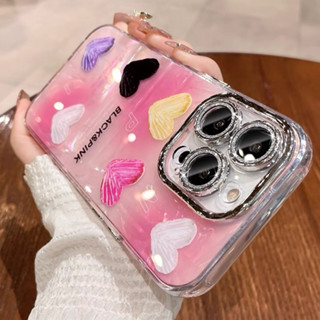 【Gillter lens/Hard case/Pink】เคส compatible for iPhone 11 12 13 14 15 pro max case