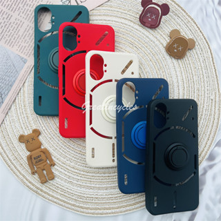 Nothing เคสโทรศัพท์ ซิลิโคนนิ่ม เนื้อแมตต์ ขอบตรง พร้อมแหวนแม่เหล็ก สําหรับ 1 2