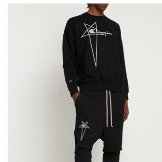 เสื้อกันหนาว คอกลม ผ้าฝ้ายแท้ พิมพ์ลาย Rick Owens ทรงหลวม สีดํา เข้ากับทุกการแต่งกาย สไตล์อเมริกัน แฟชั่นฤดูใบไม้ผลิ และฤดูใบไม้ร่วง สําหรับผู้ชาย