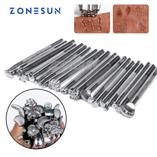 Zonesun ชุดเครื่องมือแม่พิมพ์แกะสลักหนัง ลายนูน แฮนด์เมด DIY สําหรับทํากระเป๋าหนัง