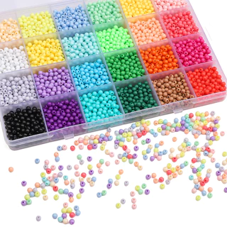 ลูกปัดอะคริลิค ทรงกลม ขนาด 3 มม. 4 มม. สีมาการอง สําหรับทําเครื่องประดับ สร้อยข้อมือ สร้อยคอ พวงกุญแจ DIY