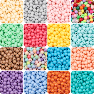 ลูกปัดอะคริลิค ทรงกลม ขนาด 3 มม. 4 มม. สีมาการอง สําหรับทําเครื่องประดับ สร้อยข้อมือ สร้อยคอ พวงกุญแจ DIY
