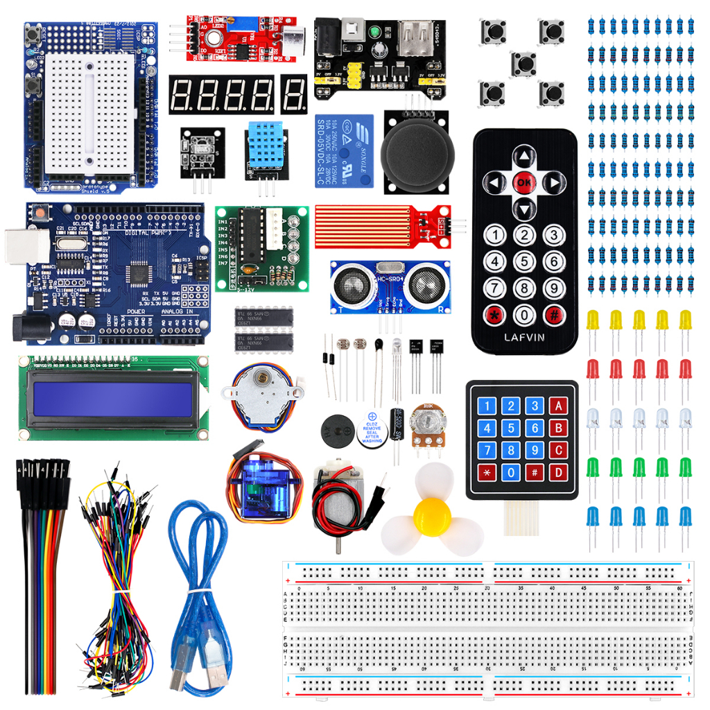 LAFVIN Super Starter ชุดเซนเซอร์การเรียนรู้ชุดอิเล็กทรอนิกส์สําหรับโครงการ UNO R3 สําหรับ Arduino IDE พร้อมรหัส / บทช่วยสอน