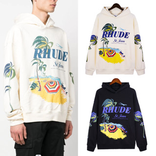 Rhude เสื้อฮู้ด ผ้าฝ้าย พิมพ์ลาย มีสไตล์ สําหรับทุกเพศ