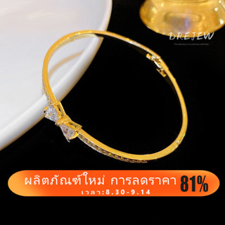 Drejew สร้อยข้อมือแฟชั่น ประดับโบว์ เพทาย 14K ขนาดเล็ก สไตล์ยุโรป และอเมริกา เรียบง่าย