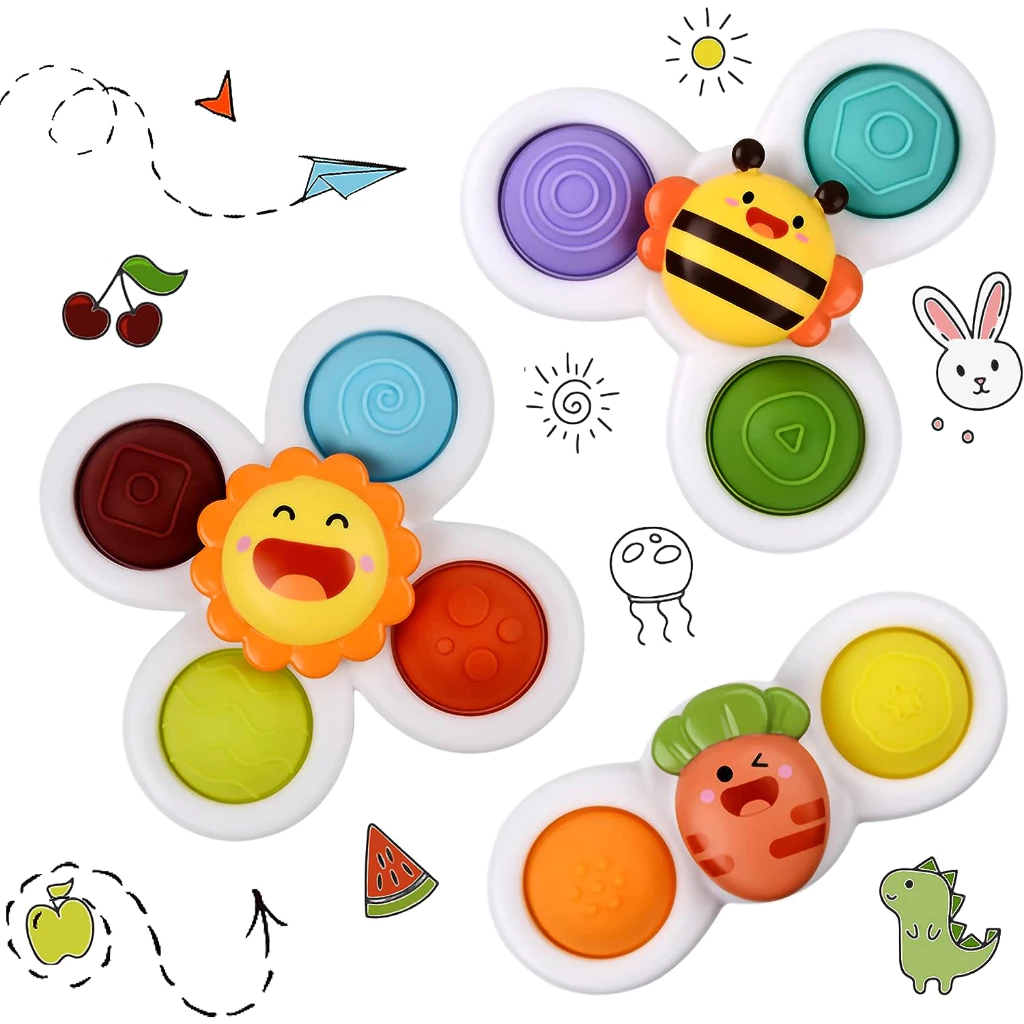 สปินเนอร์เด็ก หัวการ์ตูน พร้อมถ้วยดูดซิลิโคน ของเล่นหมุน Spinner Toys thumbnail 10