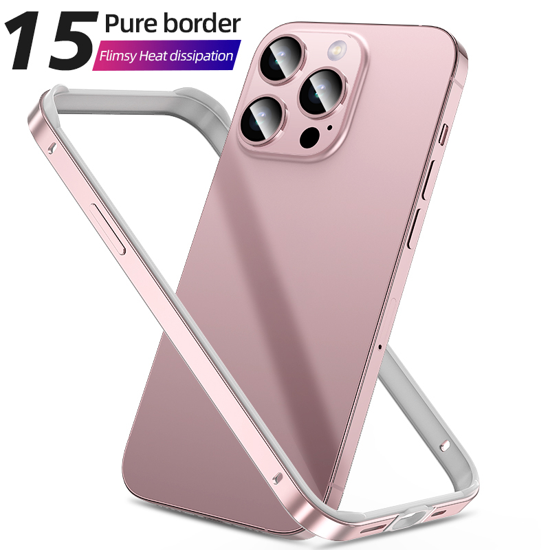 หรูหรากรอบอลูมิเนียมกรอบโลหะสําหรับiphone 15 14 12 13 16 Pro max 14 15 16 plus 12 13 MiniไทเทเนียมกันชนกรณีHybrid Silicaoneกลับ