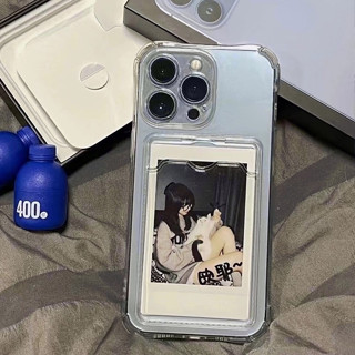 เคสโทรศัพท์มือถือ ซิลิโคนใส หนา พร้อมช่องใส่บัตร และคลิปหนีบรูปภาพ สําหรับ Vivo Y20 Y20s Y17 Y3 Y15 Y11 Y20i Y12s Y12A Y9s Y50 Y30 S1 Pro V21 V21E Y31 Y51 V2026 1906 1920