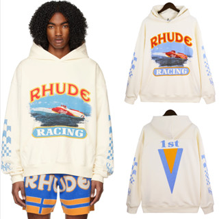 Rhude เสื้อฮู้ด ผ้าฝ้าย พิมพ์ลาย มีสไตล์ สําหรับทุกเพศ