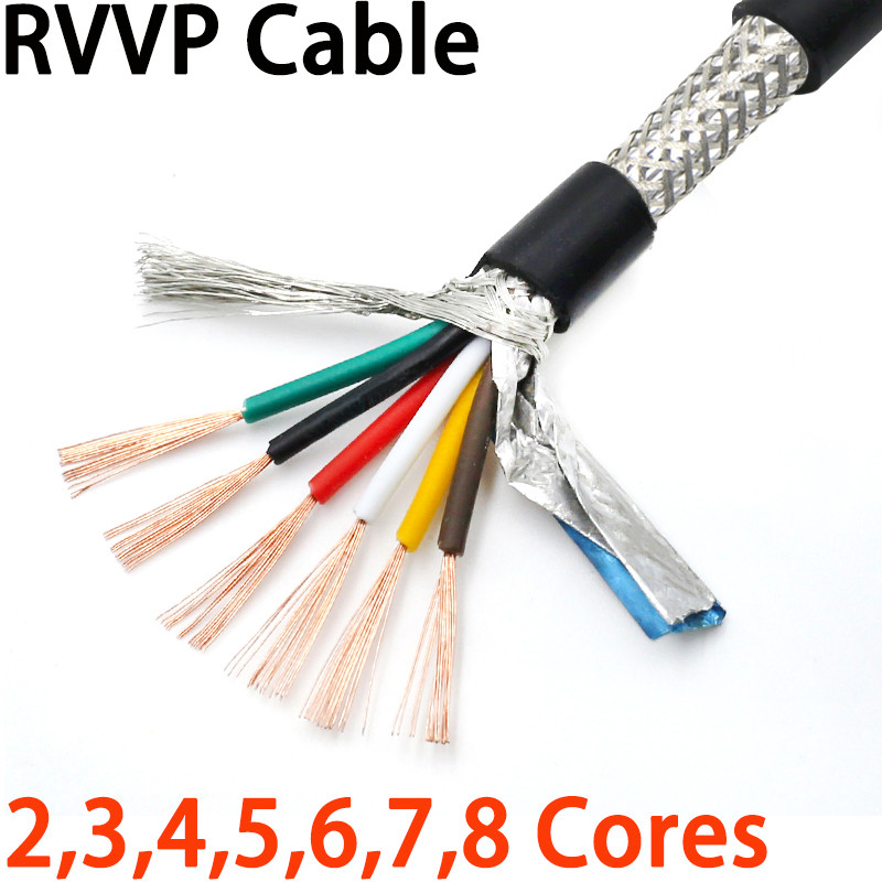 RVVP Shielded Cable 2/3/4/5/6/7/8 Core  Bare Copper PVC Insulated Control Line  Signal Wire สายเคเบิ
